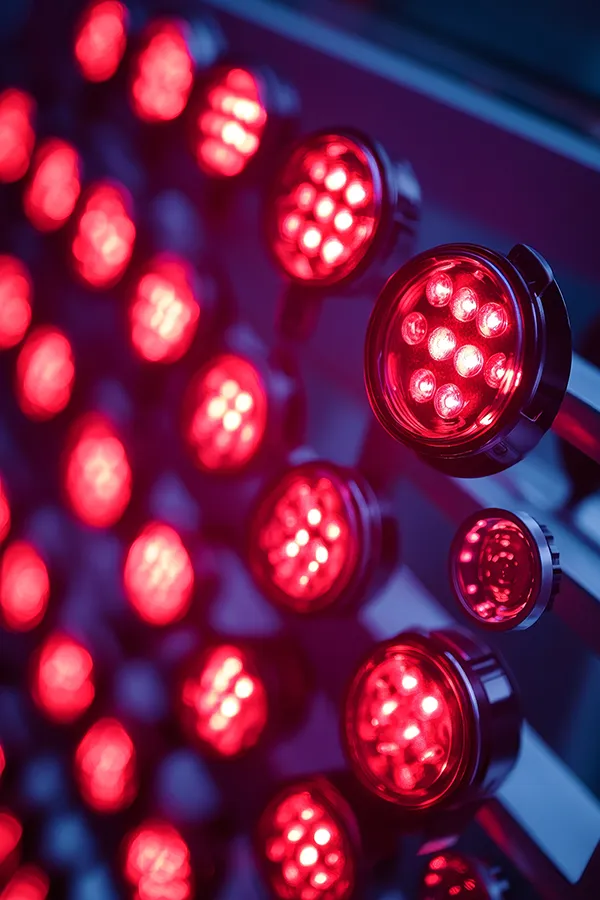 Red-Light-Therapy-Treatment Red lights in a red light machine. Get red light body sculpting treatments from Jennifer Jose-Cappola, MD in Stamford.